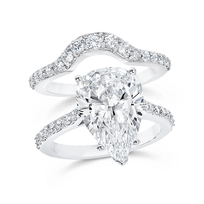 Pear Shape 5.0 Carat, 14K Wedding Ring Set